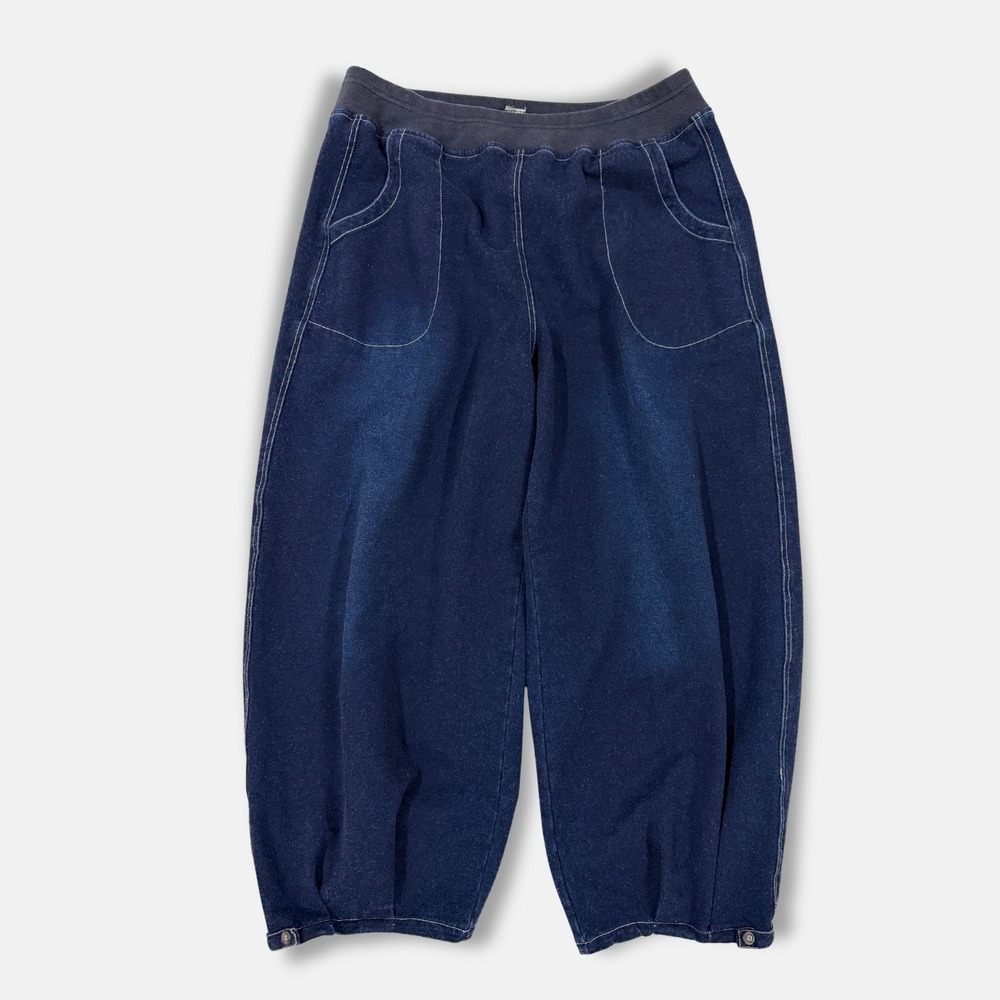 Citron Santa Monica Denim Look Knit Balloon Pants Dark Indigo XL Lagenlook Boho